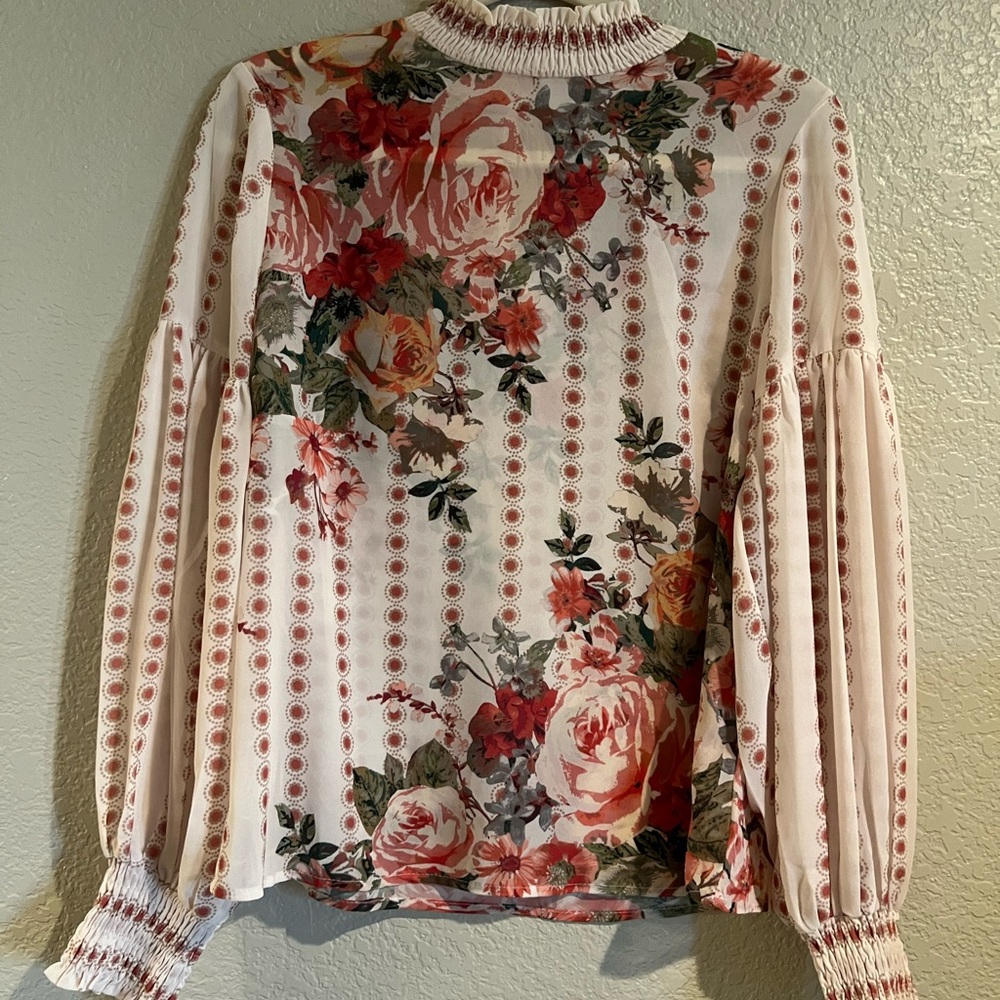 Jealous Tomato Floral Blouse with Red and Green Accents